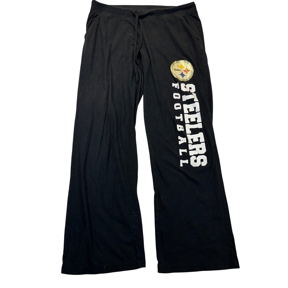 NFL Pittsburgh Steelers Pajama Pants Women Medium Black Glitter Lounge Sleepwear